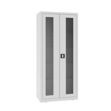 Glastürenschrank mit Metallböden NSML 112 p