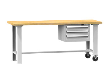 Mobile Werkbank mit Holzplatte und Schubladen MPS6-720