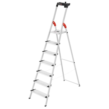 Einseitig begehbare 7-stufige Profi-Aluminium-Stufenstehleiter mit Ablageschale