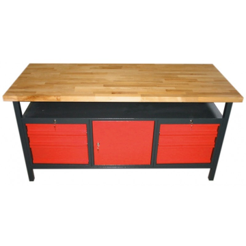 Werkstatt-Werktisch 1700 mit Schubladen und Schrank.