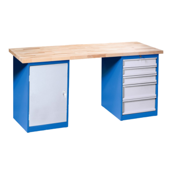Werkstatt-Werktisch mit Schubladen und Schrank / verschiedene Breiten und Farben