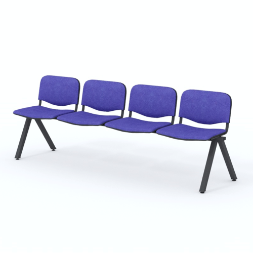 Čalúnená lavica do čakárne so štyrmi miestami na sedenie, kovová konštrukcia, vhodná do čakární na úradoch alebo u lekára.