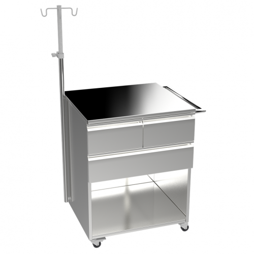 Edelstahlschrank mit Infusionshalter Szla