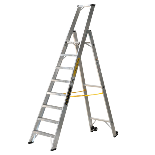 Einseitig begehbare 8-stufige Profi-Aluminium-Stufenstehleiter.