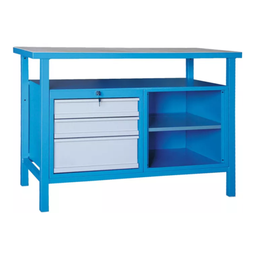 Werkstatt-Werktisch 1200 mit Schubladen und Fachboden / verschiedene Farben