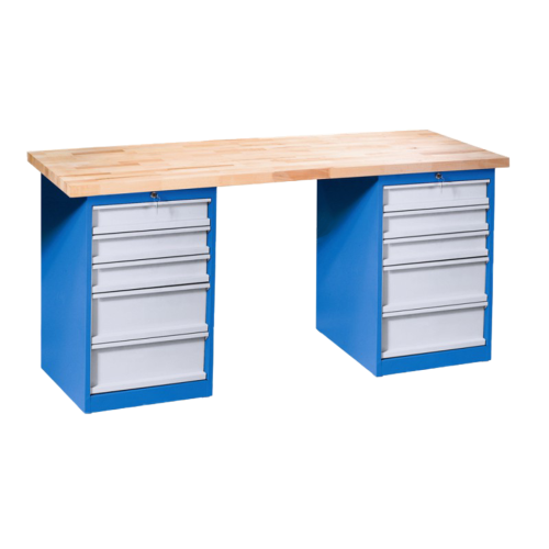 Werkstatt-Werktisch mit Schubladen / verschiedene Breiten und Farben
