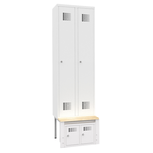 2-türiger Kleiderschrank aus Metall mit Schuhschrank